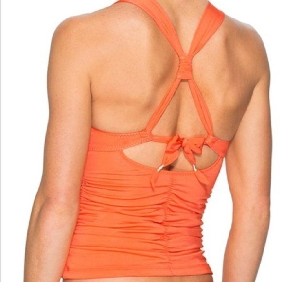 Athleta Light Coral Sunset Aqualuxe Tankini Top Size XS NWT Swimwear - Picture 2 of 7